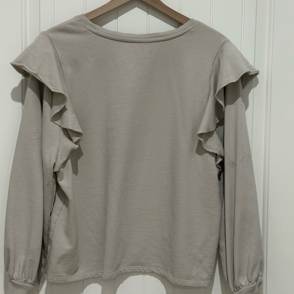Universal Thread Women's Cream Ruffle Sleeve Sweatshirt - Picture 7 of 11